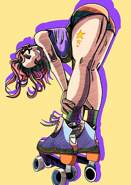 Roller Skater Girl Illustration