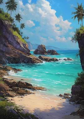Tropical Beach Paradise Painting