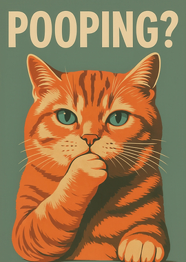 Contemplative Cat: 'Pooping?'