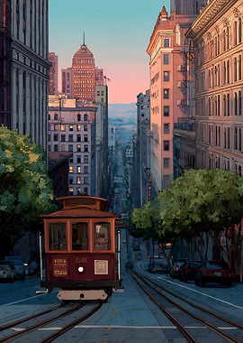 San Francisco Cable Car Illustration