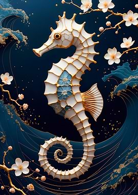 Seahorse Kintsugi Art