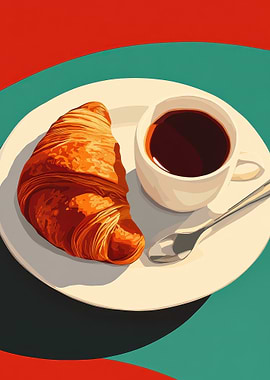 Croissant and Coffee Still Life
