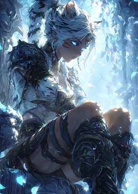 White Tiger Girl in Fantasy Setting
