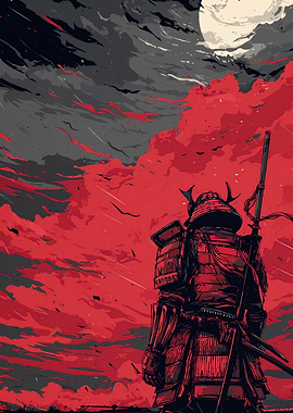 Samurai Warrior Red Sky