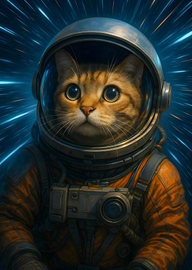 Astronaut Cat in Space Suit
