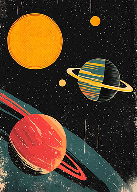 Retro Space Adventure – Vintage Solar System Art