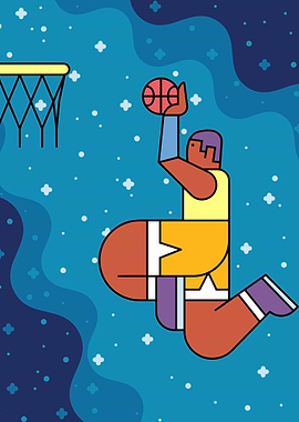 Basketball Player in Space Illustration