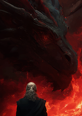 Dragon Man Fiery Landscape