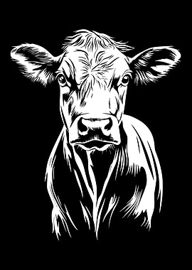 Monochrome Cow Portrait