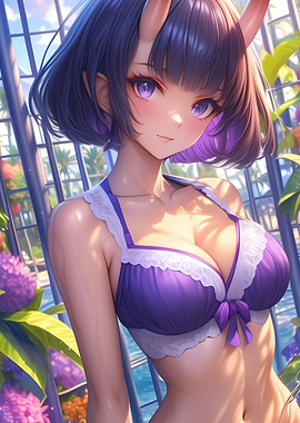 Anime Girl with Horns in Bikini