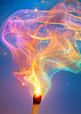 Burning Match with Colorful Smoke