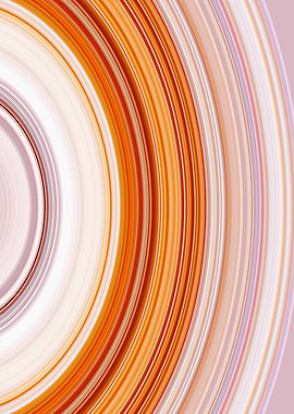 Abstract concentric circles in orange and white