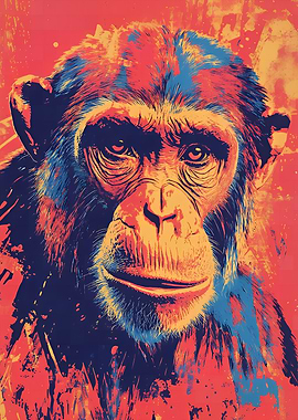 Colorful Chimpanzee Portrait
