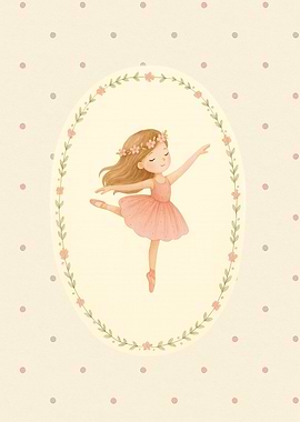 Ballerina Girl in Floral Frame