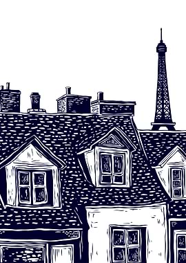 Parisian Rooftops with Eiffel Tower