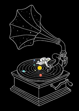 Astronaut on Solar System Record Player