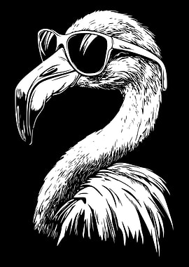 Cool Flamingo with Sunglasses