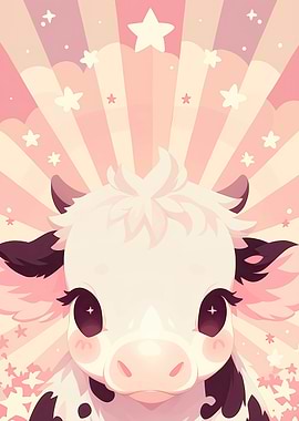 Cute Kawaii Star-Eyed Cow