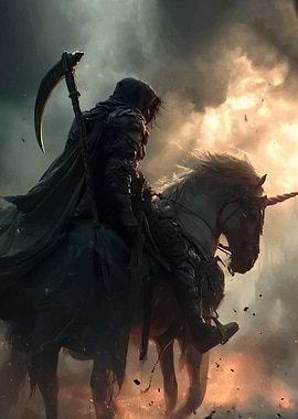 Grim Reaper Riding Unicorn