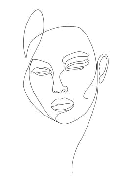 Minimalist Woman Face Line Art