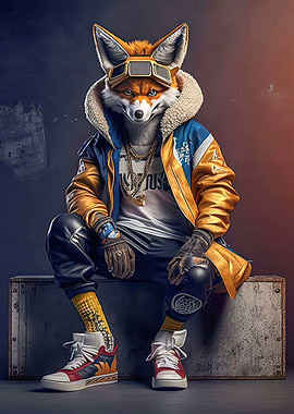 Stylish Fox Character in Urban Outfit