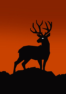 Silhouette of a Deer on a Hill