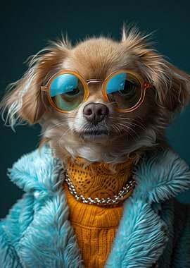 Stylish Dog Portrait with Sunglasses