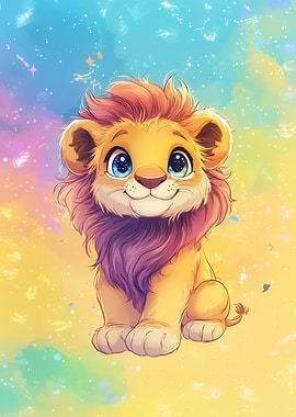 Cute Cartoon Lion Cub Illustration