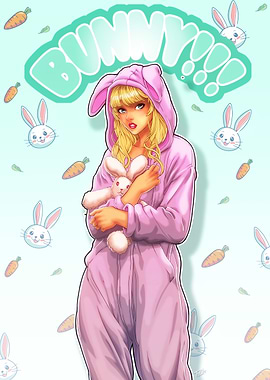 Bunny Girl in Pink Onesie