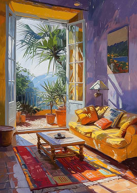 Sunny Interior with Open Balcony View