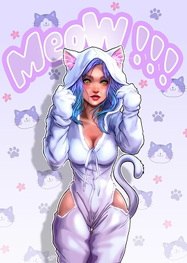 Meow Girl in Cat Onesie