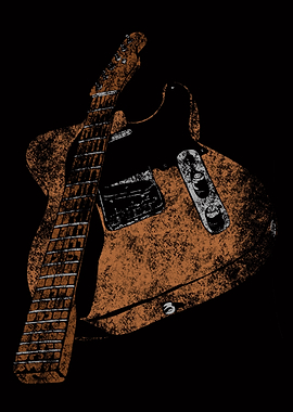 Distressed Orange Electric Guitar on Black