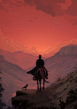 Western Rider Sunset
