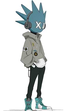 Stylized Character with Hoodie and Headphones