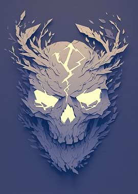 Stylized Skull with Branch-like Details