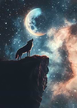Wolf Howling at the Moon