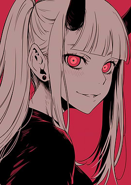 Anime Devil Girl with Red Eyes