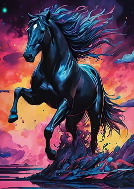 Majestic Horse Colorful Landscape