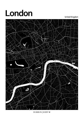 London Black and White Map