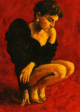 Crouching Woman – Bold Figurative Expressionism