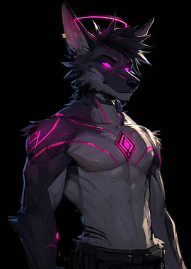 Wolf Anthro with Neon Accents