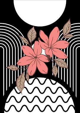 Floral Art with Geometric Background