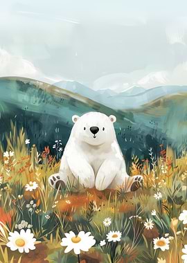 Polar Bear in a Meadow
