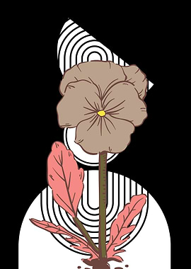 Abstract Floral Art with Geometric Shapes