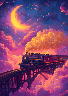 Train Journey Through Dreamy Skies