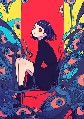 Girl Surrounded by Eyes Digital Art