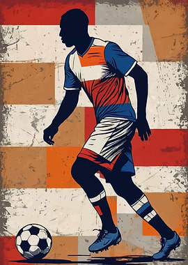 Soccer Player Silhouette with Ball