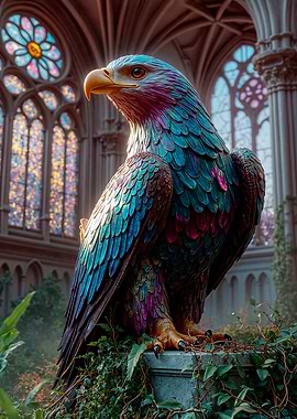 Majestic Eagle Statue in Gothic Setting