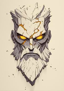 Stone Giant Head with Glowing Eyes