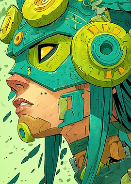 Cyberpunk Warrior Woman Portrait